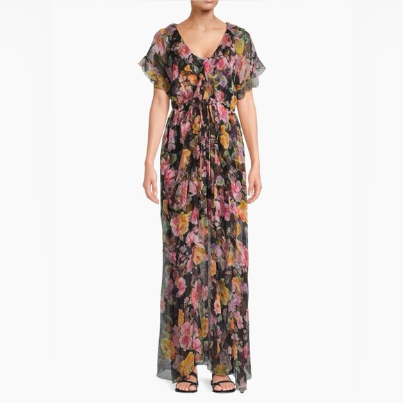 Johnny Was Suri Ruffled Floral Silk Maxi Dress. 100% silk - Picture 6 of 8